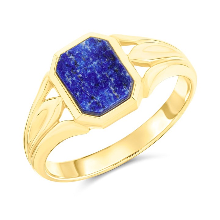 9ct Gold Lapis Lazuli Signet Ring - R3720