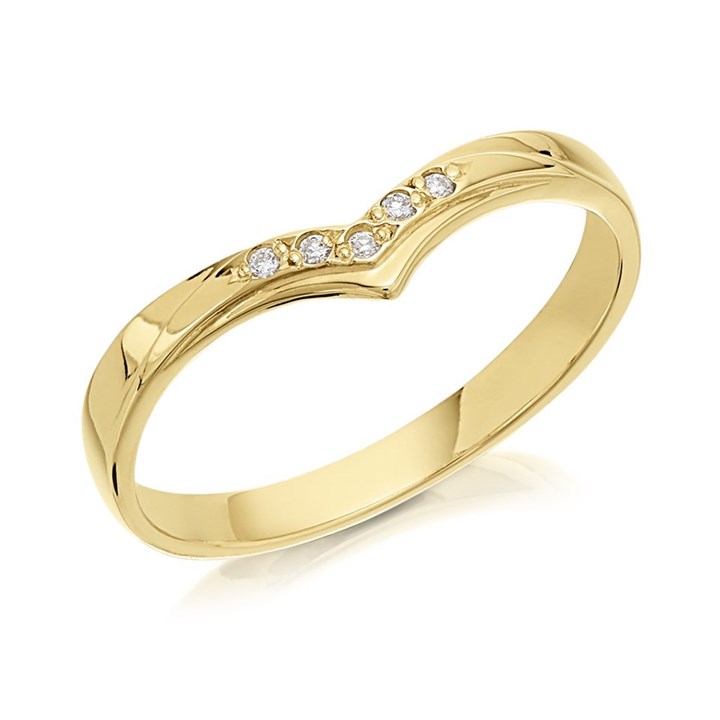 9ct Gold Diamond Wishbone Wedding Ring - 2.5mm - R4405