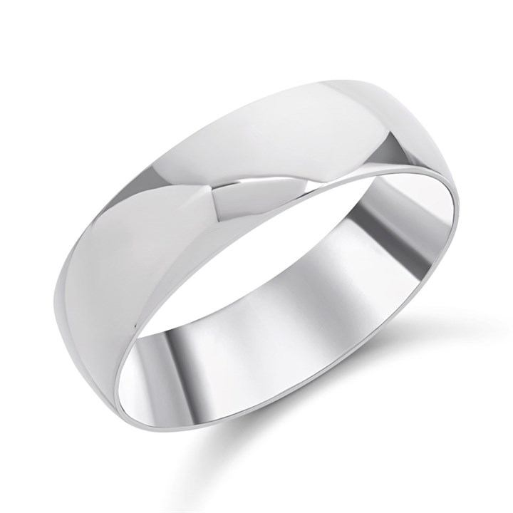 Platinum D Shaped Wedding Ring - 6mm - R46106