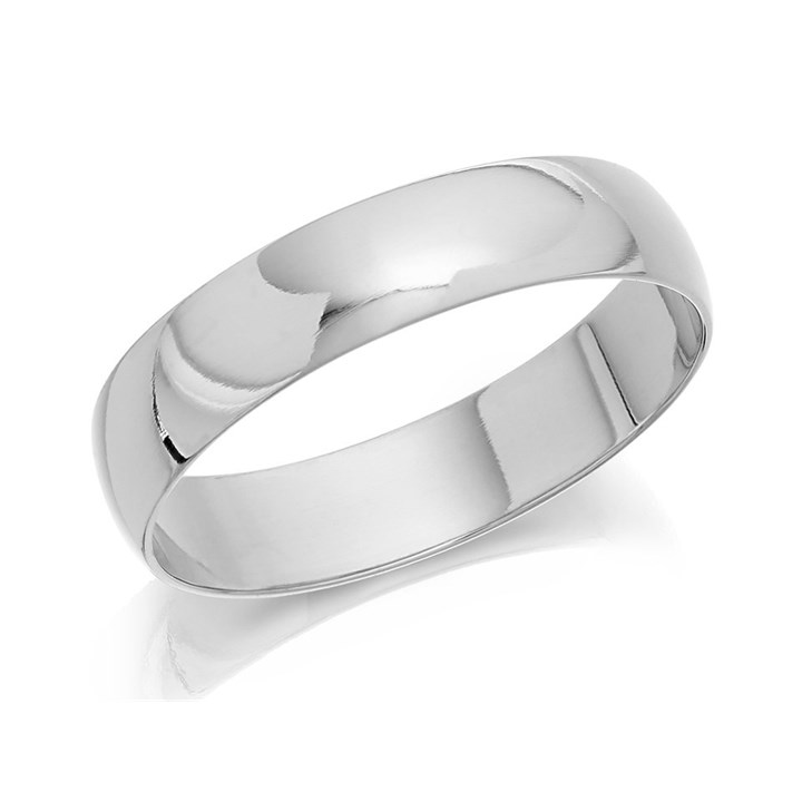 Platinum D Shaped Wedding Ring - 4mm - R4612