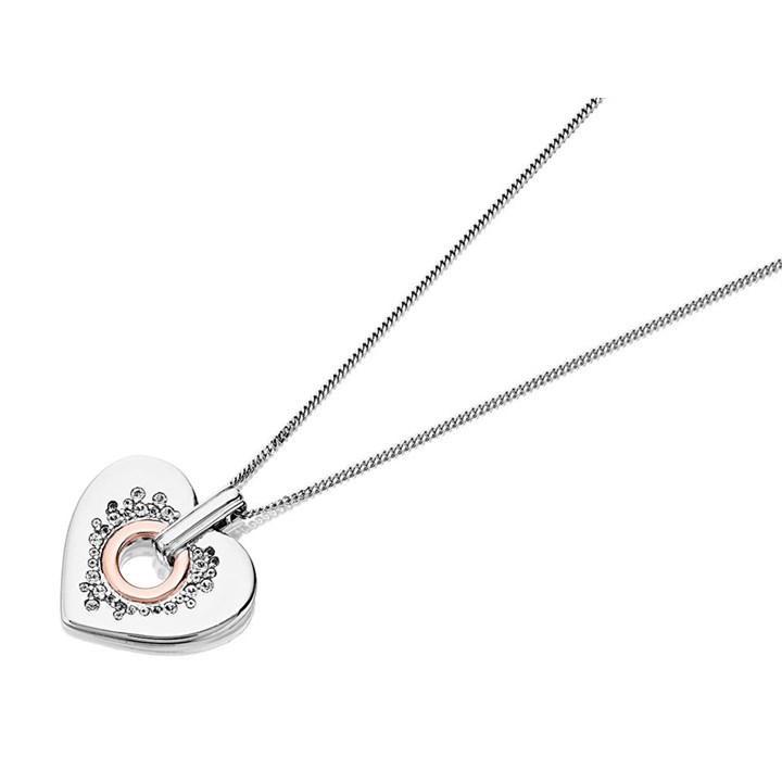 Clogau Silver And 9ct Rose Gold White Topaz Heart Necklace - R48162