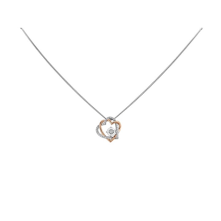 Clogau Silver And 9ct Rose Gold Always In My Heart White Topaz Necklace - R48173