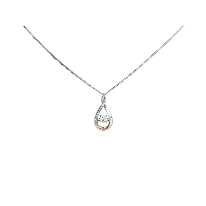 Clogau Silver And 9ct Rose Gold Eternity Dancing White Topaz Necklace - R48175