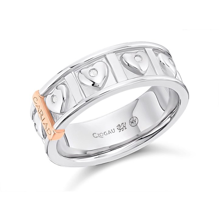 Clogau Silver And 9ct Rose Gold Cariad Ring - R48185