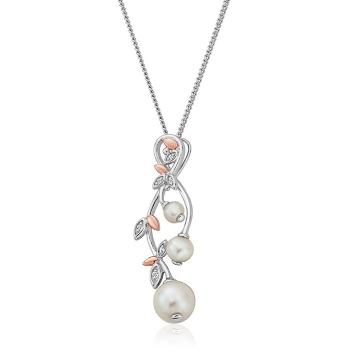 Clogau Silver And 9ct Rose Gold Lily Of The Valley Pearl Necklace - R48196