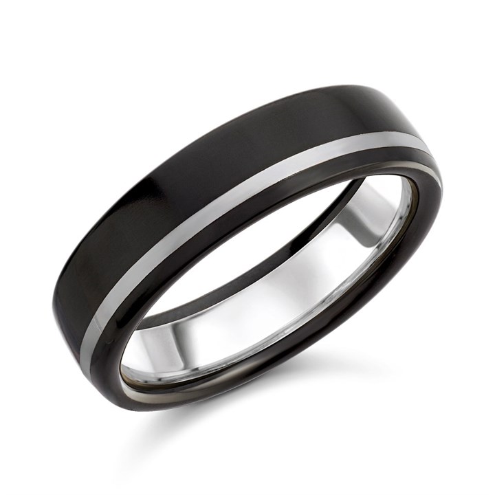 Zedd Zirconium And Silver Wedding Ring - 6mm - R4906