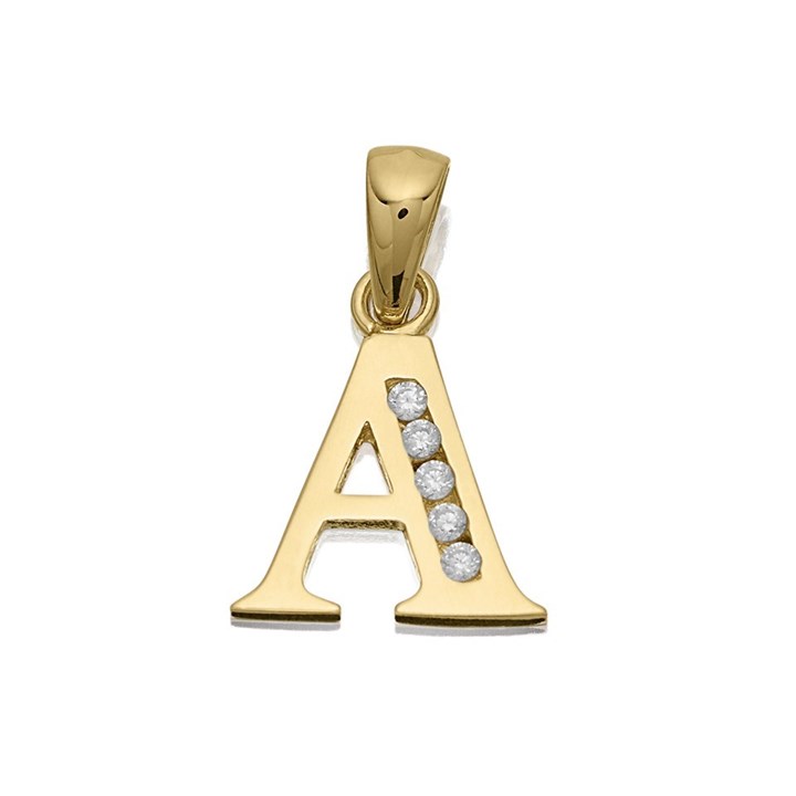 9ct Gold Cubic Zirconia Initial A - R5101