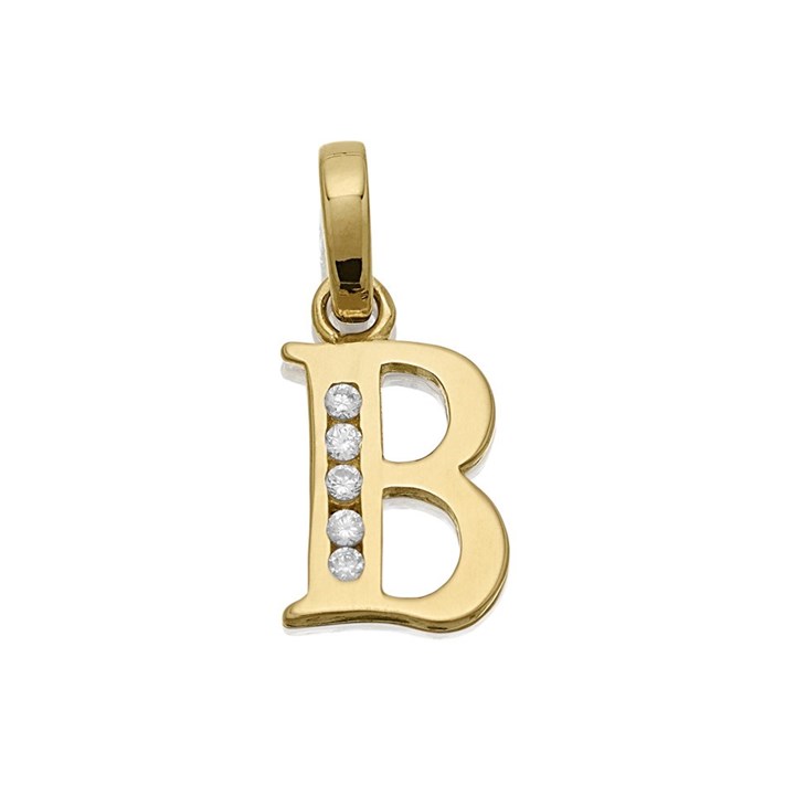 9ct Gold Cubic Zirconia Initial B - R5102