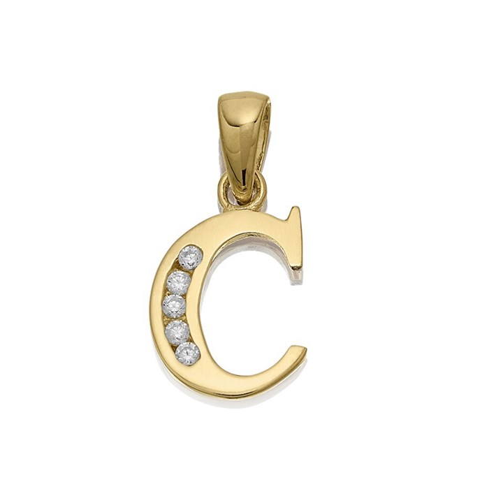 9ct Gold Cubic Zirconia Initial C - R5103