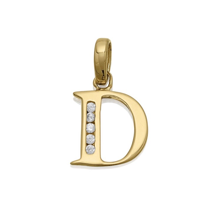 9ct Gold Cubic Zirconia Initial D - R5104