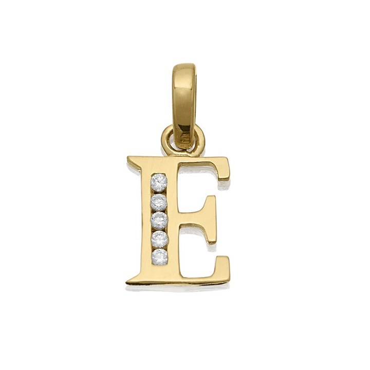 9ct Gold Cubic Zirconia Initial E - R5105