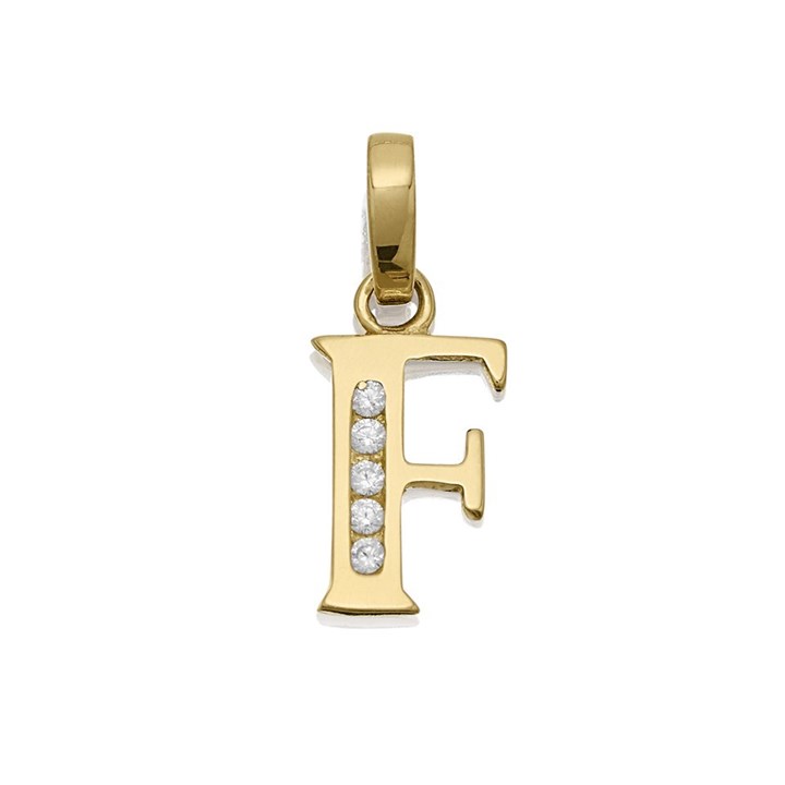9ct Gold Cubic Zirconia Initial F - R5106
