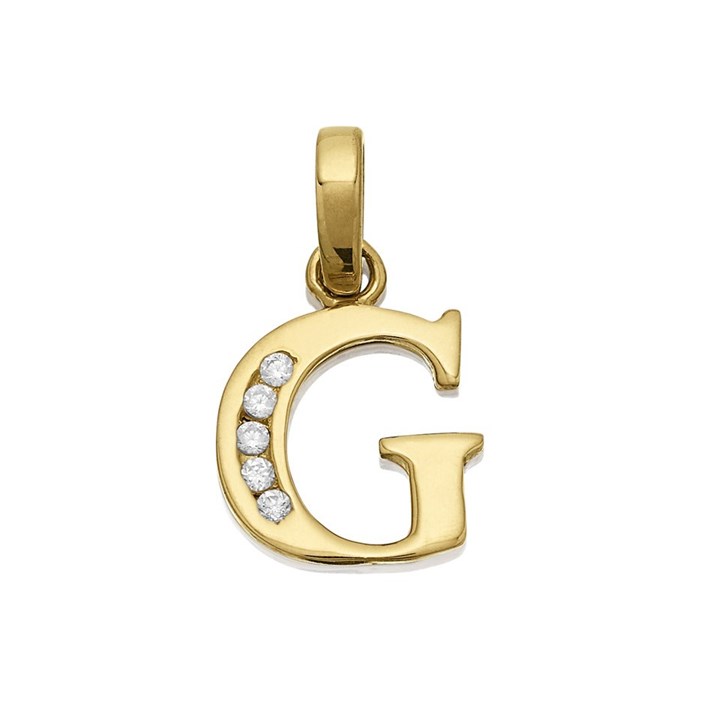 9ct Gold Cubic Zirconia Initial G - R5107