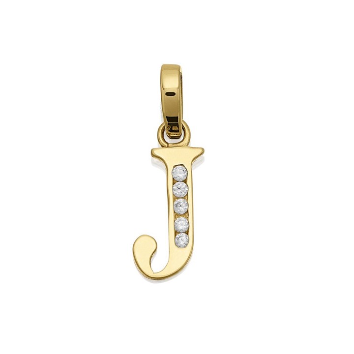 9ct Gold Cubic Zirconia Initial J - R5110