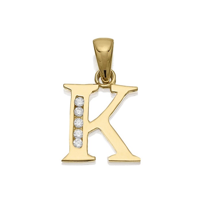 9ct Gold Cubic Zirconia Initial K - R5111
