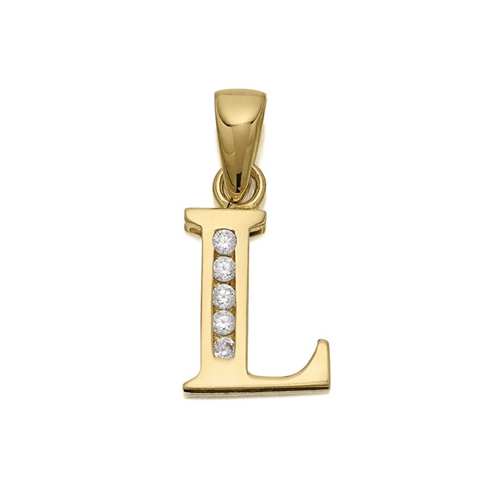9ct Gold Cubic Zirconia Initial L - R5112