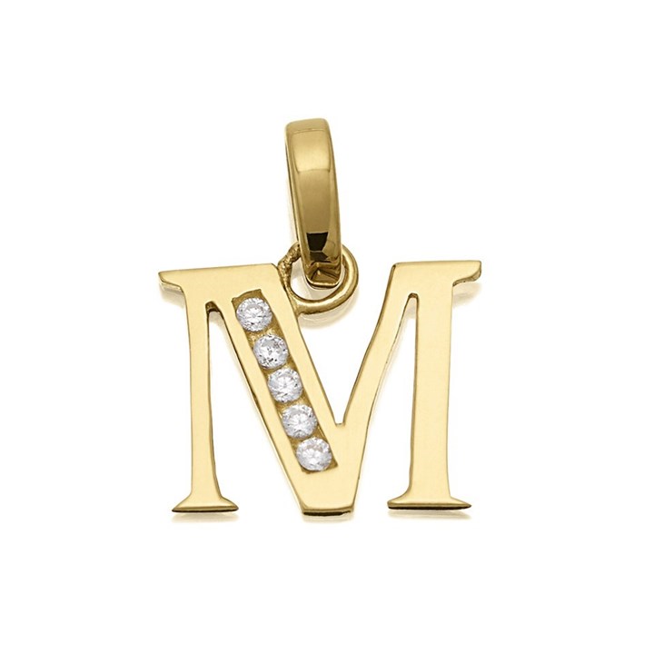 9ct Gold Cubic Zirconia Initial M - R5113