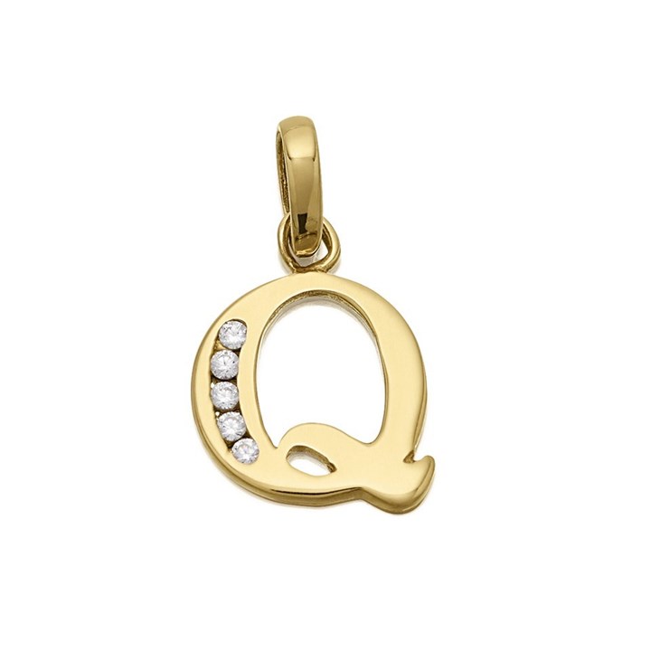 9ct Gold Cubic Zirconia Initial Q - R5117