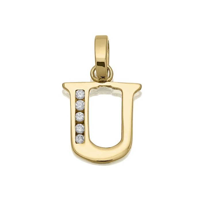 9ct Gold Cubic Zirconia Initial U - R5121
