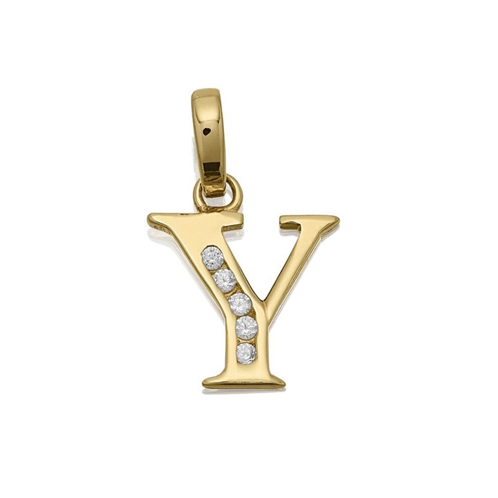 9ct Gold Cubic Zirconia Initial Y - R5125