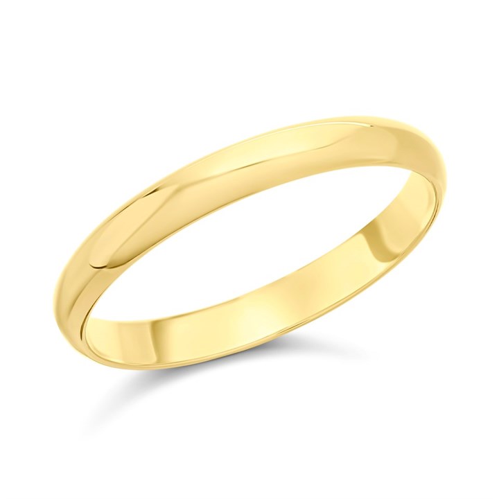 9ct Gold D Shaped Heavyweight Wedding Ring - 3mm - R52239