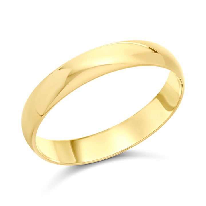 9ct Gold D Shaped Heavyweight Wedding Ring - 4mm - R52249