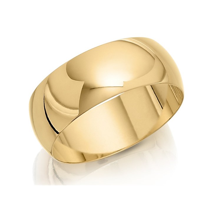 9ct Gold Heavyweight D Shaped Wedding Ring - 8mm - R5228