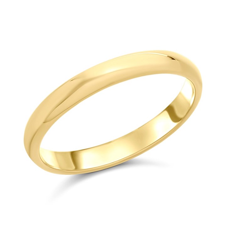 9ct Gold Heavyweight D Shaped Wedding Ring - 2.5mm - R5232