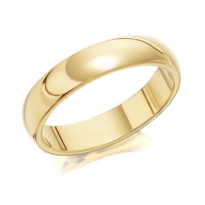 9ct Gold Extra Heavyweight D Shaped Wedding Ring - 4mm - R5234