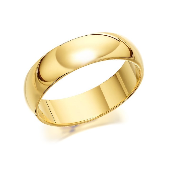 9ct Gold Extra Heavyweight D Shaped Wedding Ring - 6mm - R5236