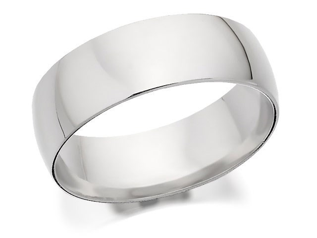 9ct White Gold Heavyweight Court Wedding Ring - 7mm - R5577