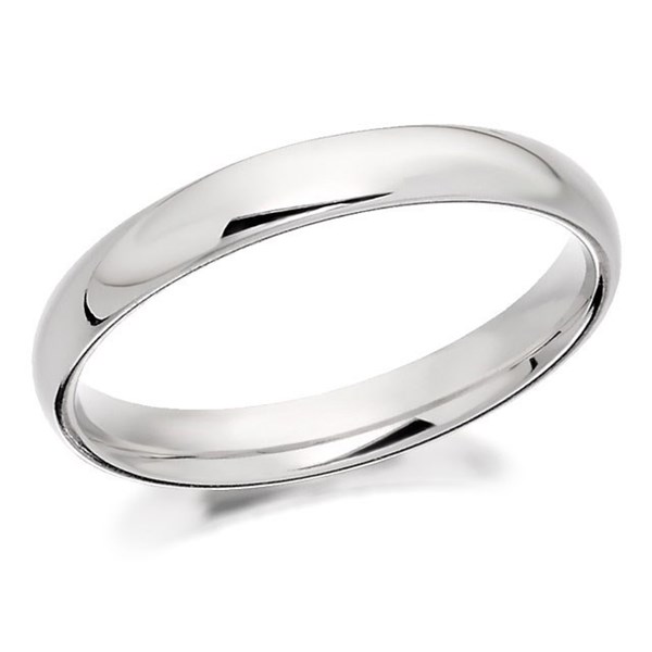 9ct White Gold Extra Heavyweight Court Wedding Ring - 3mm - R5583