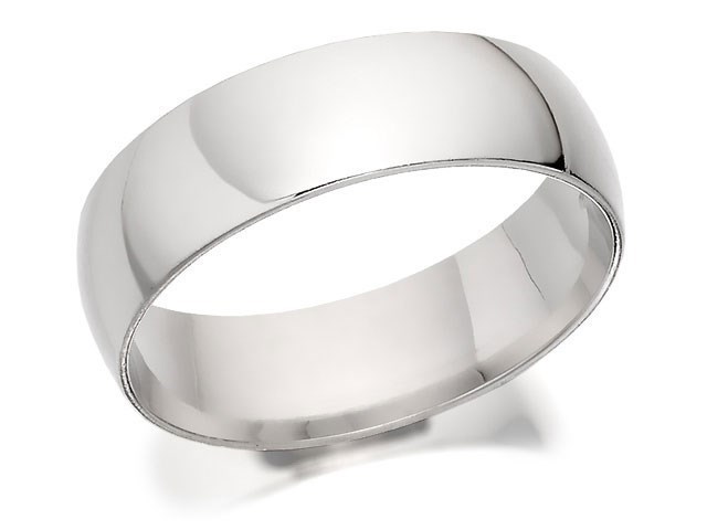 9ct White Gold Extra Heavyweight Court Wedding Ring - 7mm - R5587