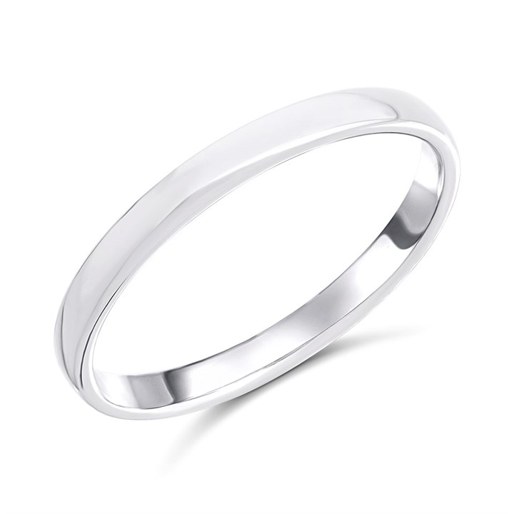 9ct White Gold Court Heavyweight Wedding Ring - 2mm - R5592