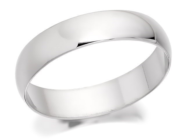 18ct White Gold Heavyweight D Shaped Wedding Ring - 4mm - R56224