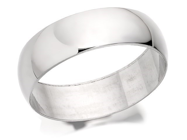 18ct White Gold Heavyweight D Shaped Wedding Ring - 6mm - R56226