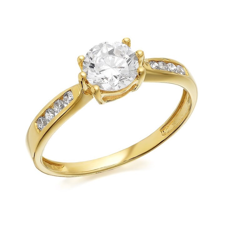 9ct Gold Cubic Zirconia Solitaire Ring - R5908