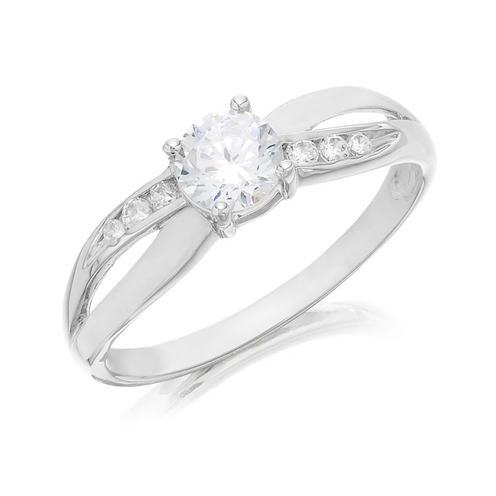 9ct White Gold Cubic Zirconia Crossover Ring - EXCLUSIVE - R5928