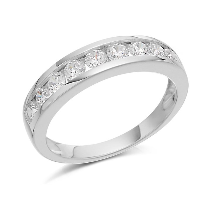 9ct White Gold Cubic Zirconia Half Eternity Ring - R5938