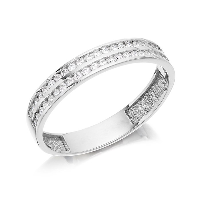 9ct White Gold Cubic Zirconia Band Ring - R5967