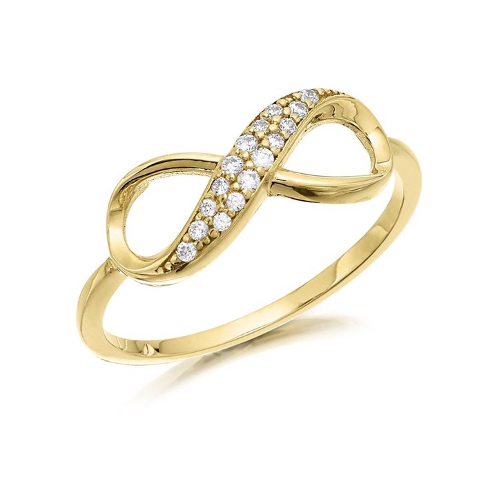 9ct Gold Cubic Zirconia Infinity Ring - R5968