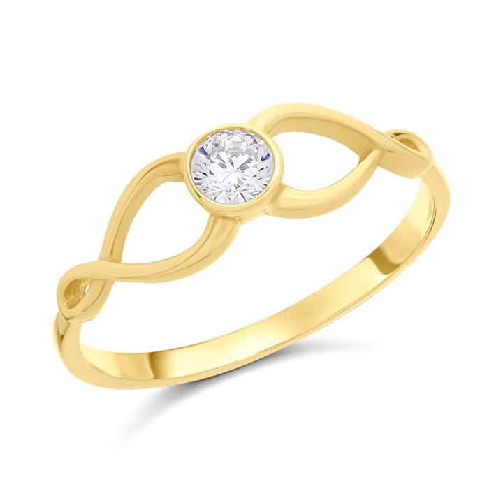 9ct Gold Cubic Zirconia Infinity Ring - R5978