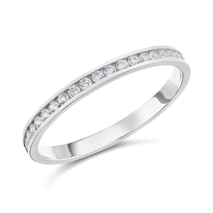 9ct White Gold Cubic Zirconia Half Eternity Ring - R5983