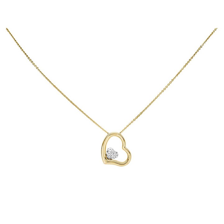 AUREUS Sterling Silver & 9ct Bonded Gold Crystal Heart Necklace - R6006