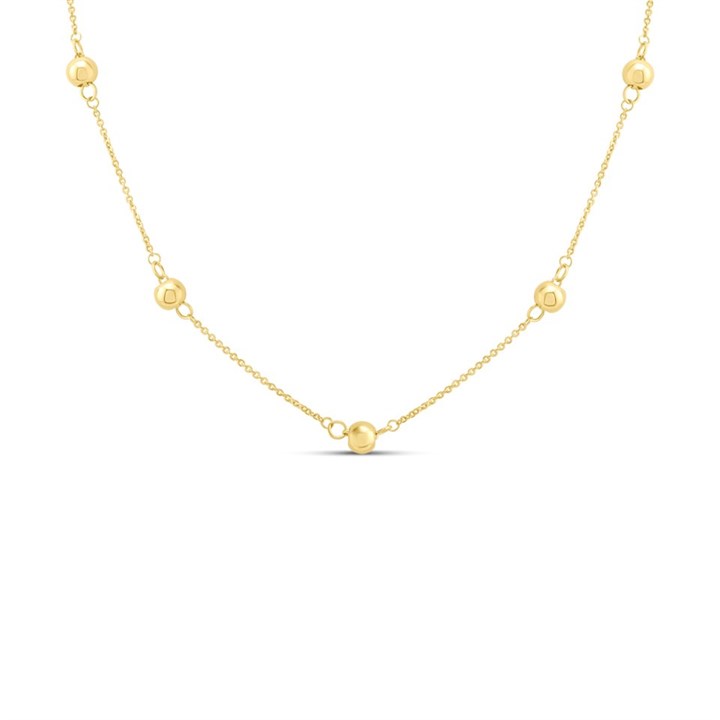 AUREUS Sterling Silver & 9ct Bonded Gold Bead Necklet - 17.5in - R60210