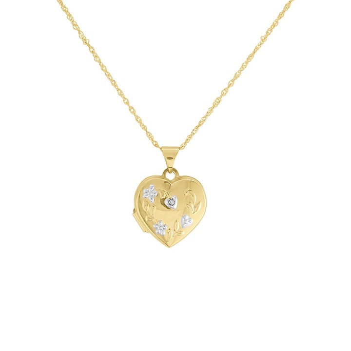 AUREUS Sterling Silver & 9ct Bonded Gold Heart Locket And Chain - R6024