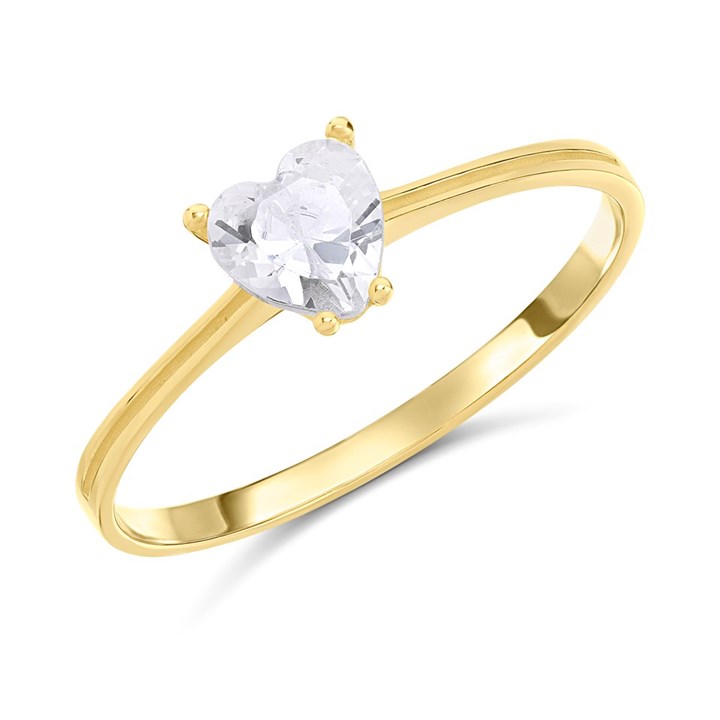 9ct Gold Cubic Zirconia Heart Ring - R6109