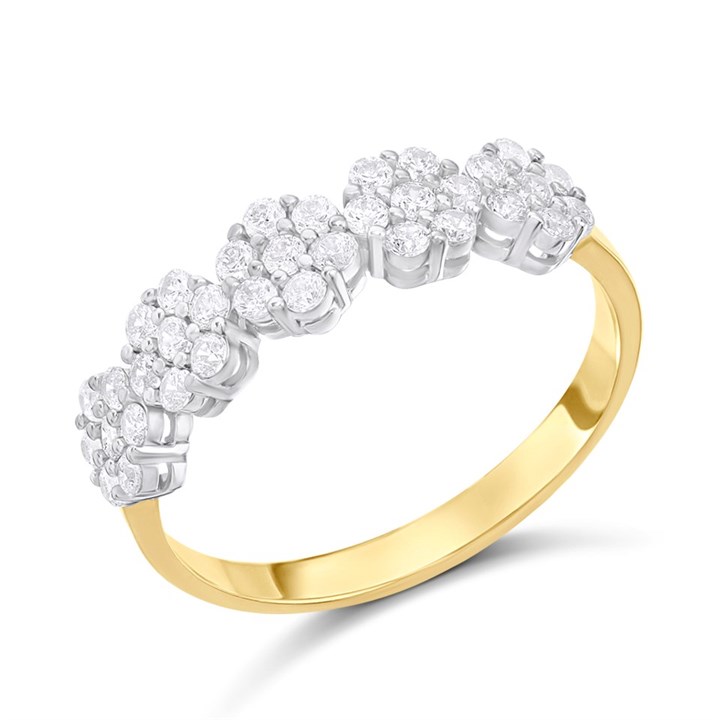 9ct Gold Two Colour Cluster Flower Ring - R6131