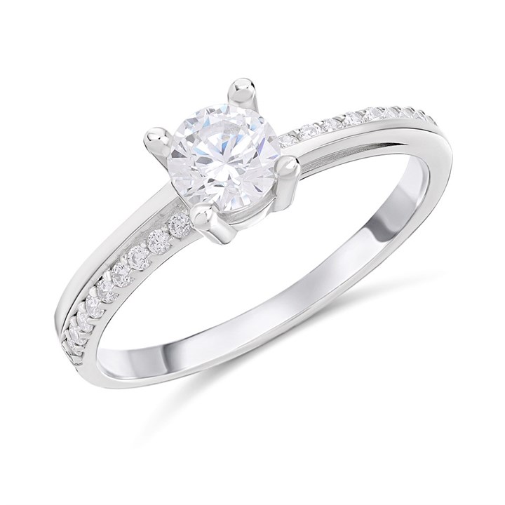 9ct White Gold Claw Set CZ Ring - R6142