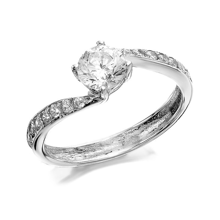 9ct White Gold Cubic Zirconia Twist Ring - R6205
